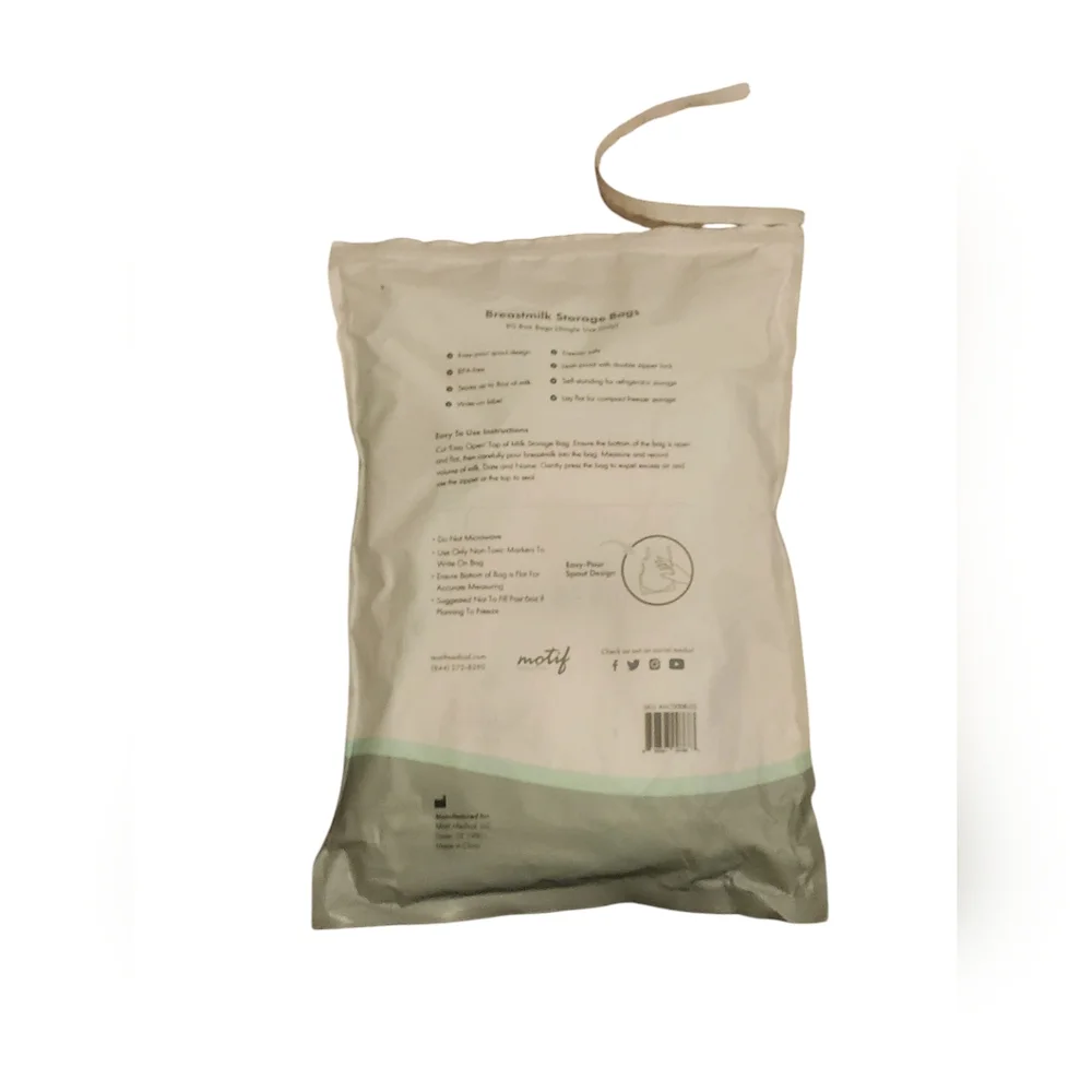 Motif Medical- Milk Storage/ Freezer Bags w/ easy pour spout and label, 6oz. 90c